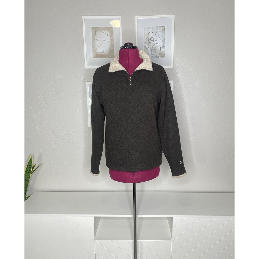 Kuhl Alfpaca Fleece Pullover Womens Large Brown Quarter Zip‎ Hiking Sweater